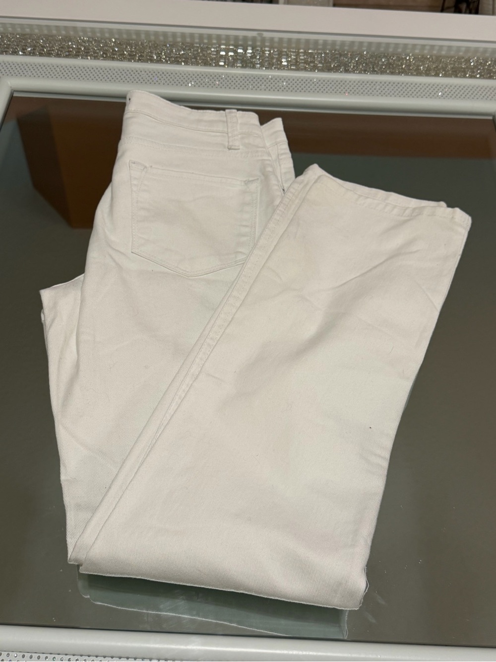 Lee Platinum Label Women’s White Jeans Classic Fit Straight Leg Stretch Denim